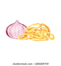 Isolated object of onion  and ring  icon. Collection of onion  and crisp  vector icon for stock.