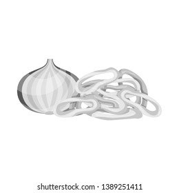 Isolated object of onion  and ring  icon. Set of onion  and crisp  vector icon for stock.