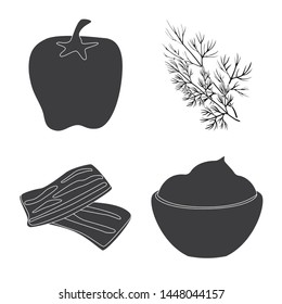 Isolated object of organic and cooking logo. Collection of organic and flavors vector icon for stock.