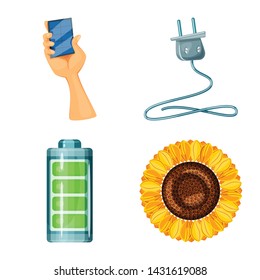 Isolated object of and organic icon. Set of and Solar vector icon for stock.