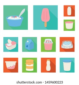 Isolated object of organic and lactose symbol. Set of organic and farm stock symbol for web.