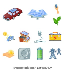 Isolated object of  and organic  sign. Set of  and Solar stock vector illustration.
