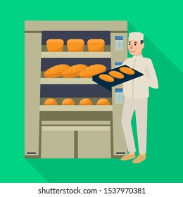 Isolated object of oven and confectioner logo. Web element of oven and bread vector icon for stock.