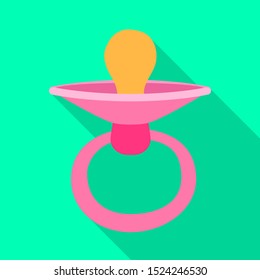Isolated object of pacifier and rubber symbol. Graphic of pacifier and pink stock vector illustration.