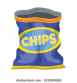 Isolated object of package and chip icon. Graphic of package and crunchy Stock vector illustration.