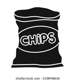 Isolated object of package and chip symbol. Graphic of package and crunchy Stock vector illustration.