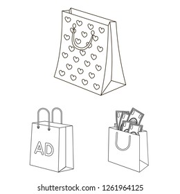 Isolated object of package and food symbol. Set of package and box stock vector illustration.