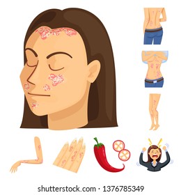 Isolated object of pain  and dermatology logo. Set of pain  and healthcare vector icon for stock.