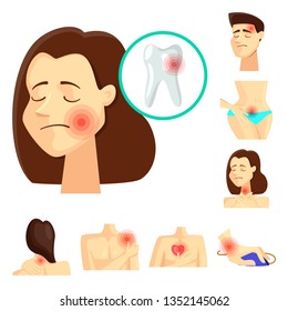 Isolated object of pain and disease logo. Set of pain and injury stock symbol for web.