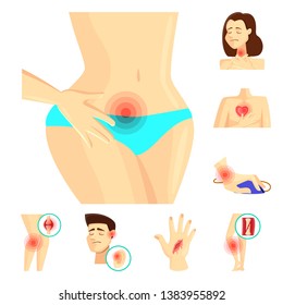 Isolated object of pain and disease logo. Collection of pain and injury vector icon for stock.