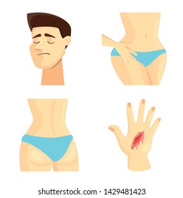 Isolated object of pain and disease logo. Collection of pain and injury stock symbol for web.