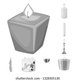 Isolated object of paraffin and fire  sign. Set of paraffin and decoration    stock symbol for web.