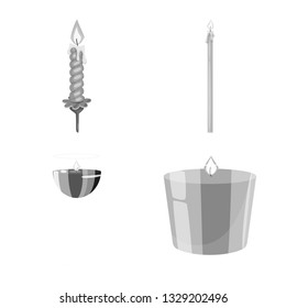 Isolated object of paraffin and fire  symbol. Set of paraffin and decoration    stock vector illustration.
