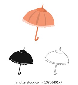 Isolated object of parasol and water sign. Set of parasol and yellow vector icon for stock.