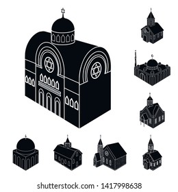 Isolated object of parish and faith icon. Set of parish and building stock symbol for web.