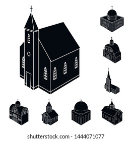 Isolated object of parish and faith icon. Collection of parish and building vector icon for stock.