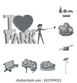Isolated object of park and city icon. Set of park and street stock vector illustration.