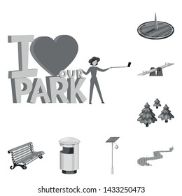 Isolated object of park and city icon. Set of park and street stock vector illustration.