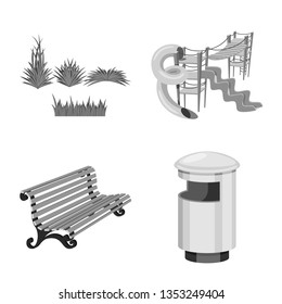 Isolated object of park and city symbol. Collection of park and street stock vector illustration.