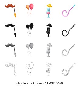 Isolated object of party and birthday icon. Set of party and celebration stock symbol for web.