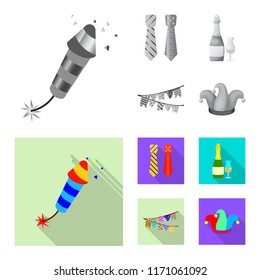 Isolated object of party and birthday icon. Collection of party and celebration stock symbol for web.
