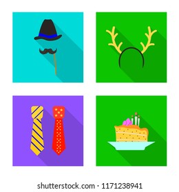 Isolated object of party and birthday icon. Set of party and celebration stock vector illustration.