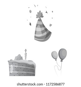 Isolated object of party and birthday icon. Set of party and celebration vector icon for stock.
