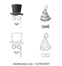 Isolated object of party and birthday icon. Set of party and celebration stock vector illustration.