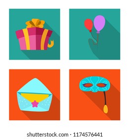 Isolated object of party and birthday icon. Collection of party and celebration vector icon for stock.