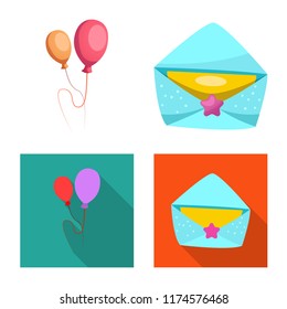 Isolated object of party and birthday icon. Collection of party and celebration stock vector illustration.