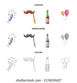 Isolated object of party and birthday icon. Set of party and celebration stock symbol for web.