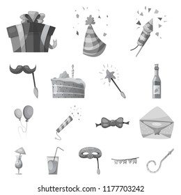 Isolated object of party and birthday icon. Set of party and celebration stock symbol for web.