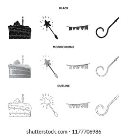 Isolated object of party and birthday icon. Set of party and celebration stock vector illustration.