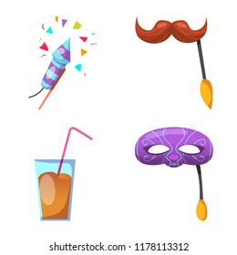 Isolated object of party and birthday icon. Set of party and celebration stock symbol for web.