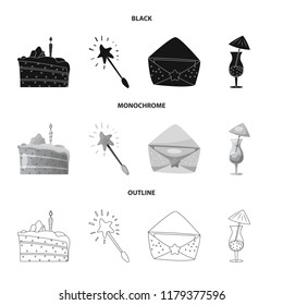 Isolated object of party and birthday icon. Collection of party and celebration stock symbol for web.