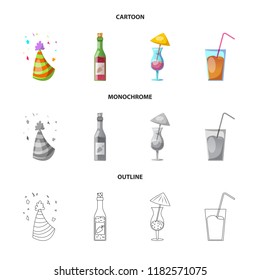 Isolated object of party and birthday icon. Set of party and celebration stock vector illustration.