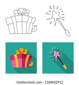 Isolated object of party and birthday icon. Collection of party and celebration stock vector illustration.