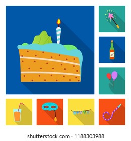 Isolated object of party and birthday icon. Set of party and celebration stock symbol for web.
