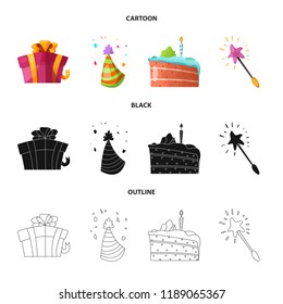 Isolated object of party and birthday icon. Collection of party and celebration stock vector illustration.