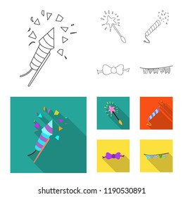 Isolated object of party and birthday icon. Set of party and celebration vector icon for stock.