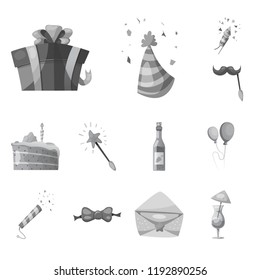 Isolated object of party and birthday icon. Set of party and celebration vector icon for stock.