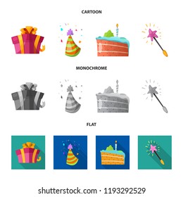 Isolated object of party and birthday icon. Set of party and celebration vector icon for stock.