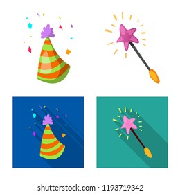 Isolated object of party and birthday icon. Collection of party and celebration stock symbol for web.