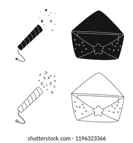 Isolated object of party and birthday icon. Collection of party and celebration stock symbol for web.