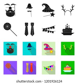 Isolated object of party and birthday icon. Set of party and celebration stock vector illustration.