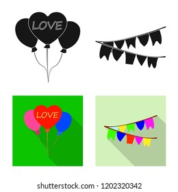 Isolated object of party and birthday icon. Set of party and celebration stock vector illustration.