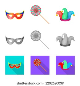 Isolated object of party and birthday icon. Set of party and celebration vector icon for stock.