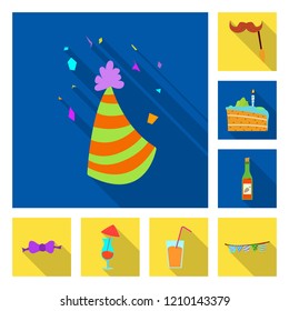 Isolated object of party and birthday icon. Set of party and celebration stock vector illustration.