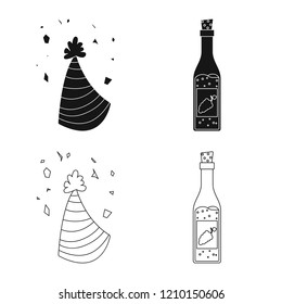 Isolated object of party and birthday icon. Collection of party and celebration stock symbol for web.