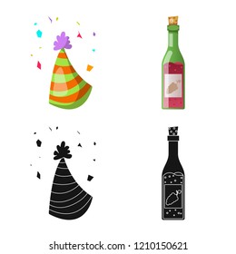 Isolated object of party and birthday icon. Set of party and celebration stock symbol for web.